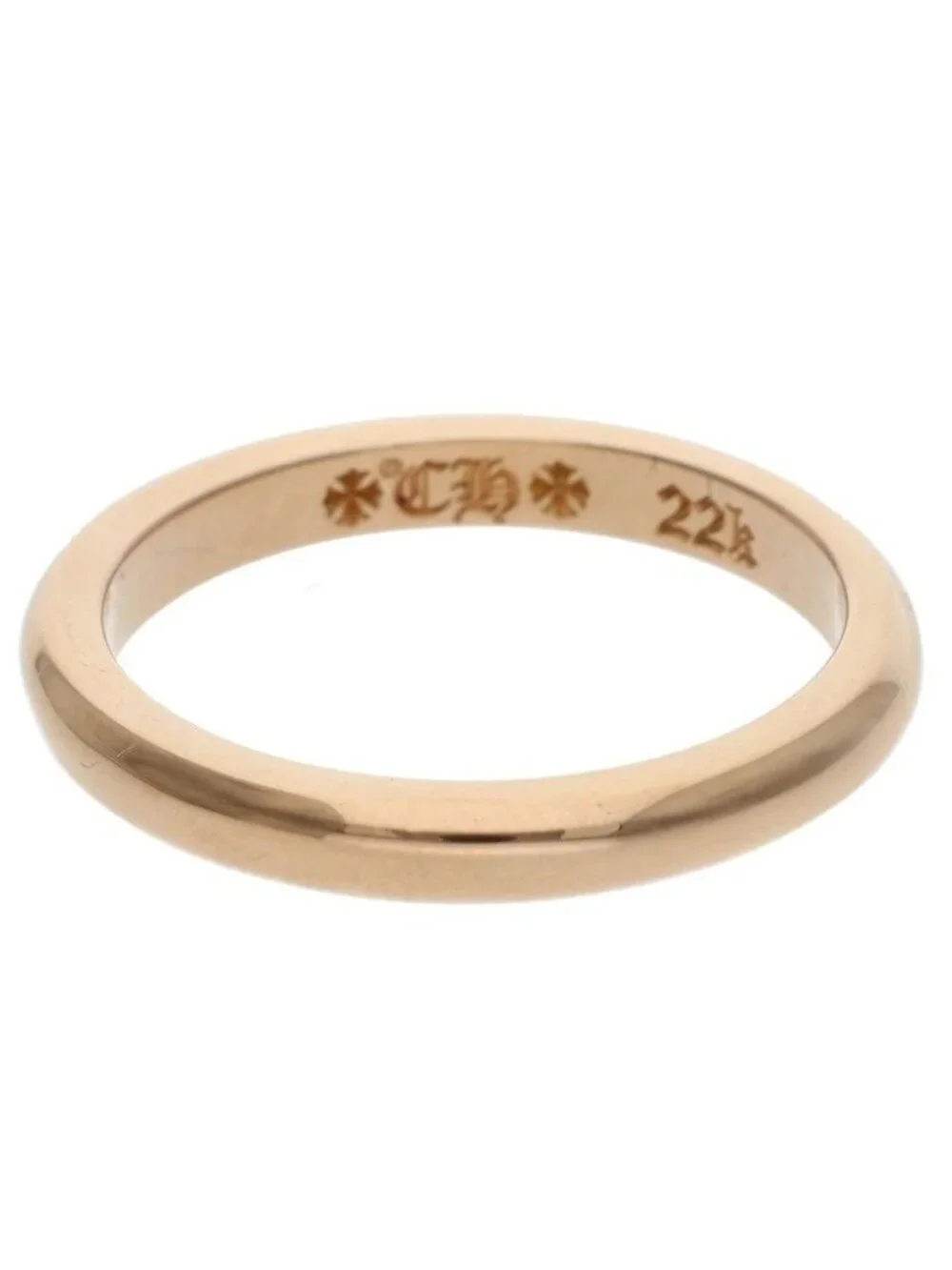 Chrome Hearts 22K WD Round Bblgm Wedding Plain Bubble Gum Gold Ring